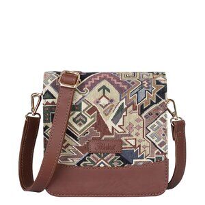 Women’s Tapestry Fabric Crossbody Sling Bag in Geometric Pattern –Messenger Bag